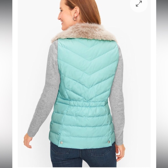 Talbots NWT Faux Fur Collar Down Puffer Vest - Picture 2 of 12